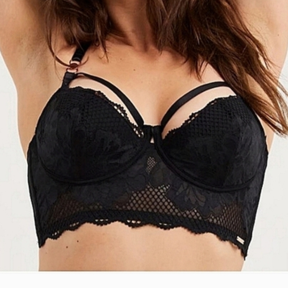 NWOT ASOS CURVE 48DDD Figleaves Curvy Black Amore Padded Midi Balcony Bra